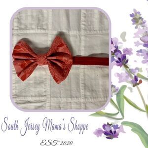 Infant Headband Red Band Cream With Shades of Red Floral Bow Size Newborn B285